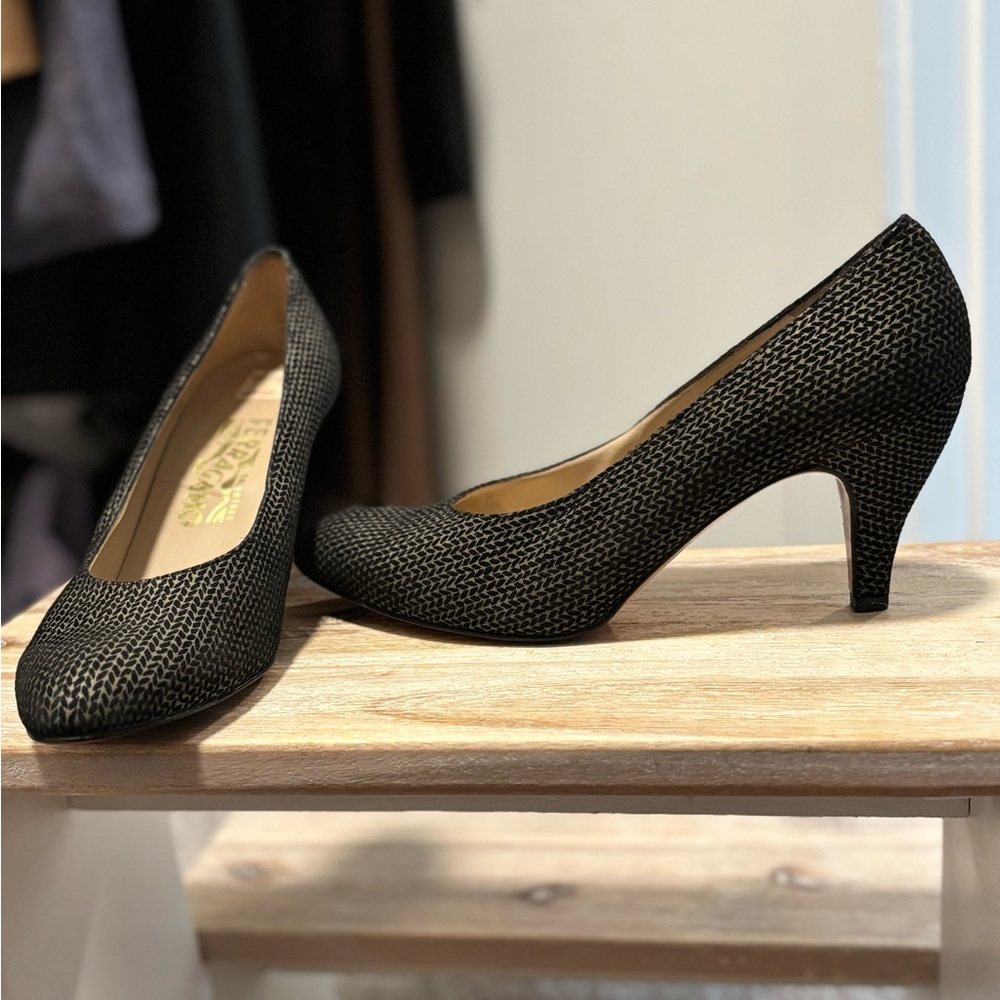 Salvatore Ferragamo Elegant Black Textured Women's Heels